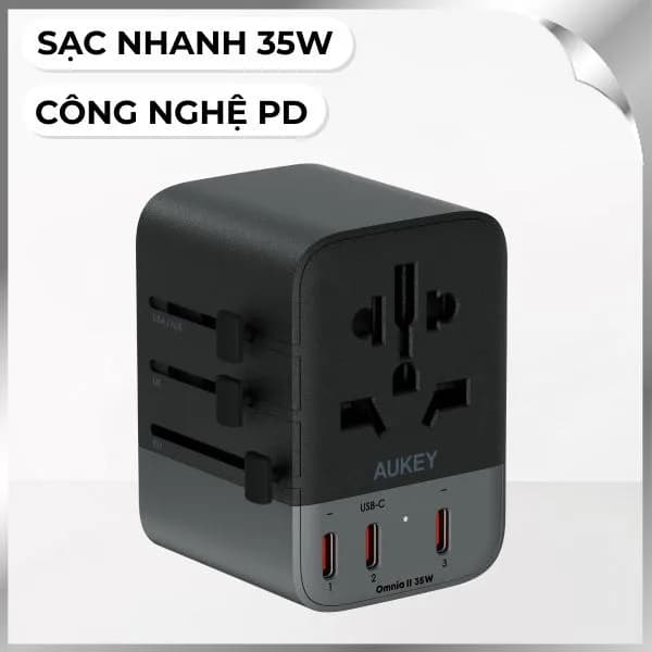 Adapter sạc du lịch đa cổng PD 35W Aukey PA-TA07A - Giá rẻ nhất hôm nay - Ảnh 1
