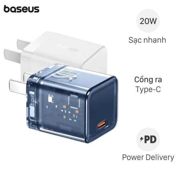 Sạc nhanh Type-C PD 20W Baseus CCGAN20CS - Giá rẻ nhất hôm nay - Ảnh 1