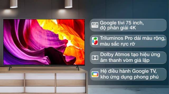 So sánh giá Google Tivi Sony 4K 75 inch KD-75X80K rẻ nhất? - Ảnh 4