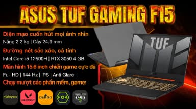 Laptop Asus TUF Gaming F15 FX507ZC4 - HN330W (i5 12500H, 16GB, 512GB, RTX 3050 4GB, Full HD 144Hz, Win11) - 3