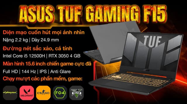 Laptop Asus TUF Gaming F15 FX507ZC4 - HN330W (i5 12500H, 16GB, 512GB, RTX 3050 4GB, Full HD 144Hz, Win11) - 3
