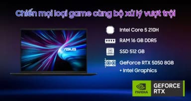 Laptop Asus Gaming V16 V3607VH - RP084W (Core 5 210H, 16GB, 512GB, RTX 5050 8GB, WUXGA 144Hz, Win11) - 16