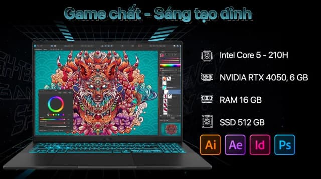 Laptop Asus Gaming V16 V3607VU - RP192W (Core 5 210H, 16GB, 512GB, RTX 4050 6GB, WUXGA 144Hz, Win11) - 15