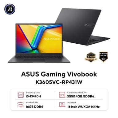 Laptop Asus Gaming Vivobook K3605VC - RP364W (i5 13420H, 16GB, 512GB, RTX 3050 4GB, WUXGA 144Hz, Win11) - 11