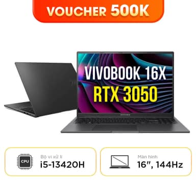 Laptop Asus Gaming Vivobook K3605VC - RP364W (i5 13420H, 16GB, 512GB, RTX 3050 4GB, WUXGA 144Hz, Win11) - 18