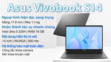 Laptop Asus Vivobook S14 S3407CA - LY095WS (Ultra 5 225H, 16GB, 512GB, WUXGA, OfficeH24+365, Win11) - 2