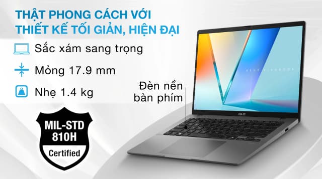 Laptop Asus Vivobook S14 S3407CA - LY095WS (Ultra 5 225H, 16GB, 512GB, WUXGA, OfficeH24+365, Win11) - 4