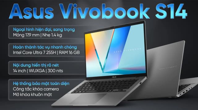 Laptop Asus Vivobook S14 S3407CA - LY096WS (Ultra 7 255H, 16GB, 512GB, WUXGA, OfficeH24+365, Win11) - 2