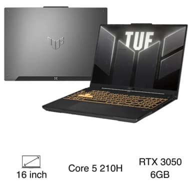 Laptop Asus TUF Gaming F16 FX607VJ - RL034W (Core 5 210H, 16GB, 512GB, RTX 3050 6GB, Full HD+ 144Hz, Win11)
