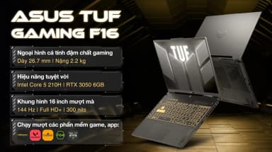 Laptop Asus TUF Gaming F16 FX607VJ - RL034W (Core 5 210H, 16GB, 512GB, RTX 3050 6GB, Full HD+ 144Hz, Win11) - 2