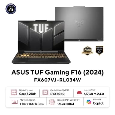 Laptop Asus TUF Gaming F16 FX607VJ - RL034W (Core 5 210H, 16GB, 512GB, RTX 3050 6GB, Full HD+ 144Hz, Win11) - 10