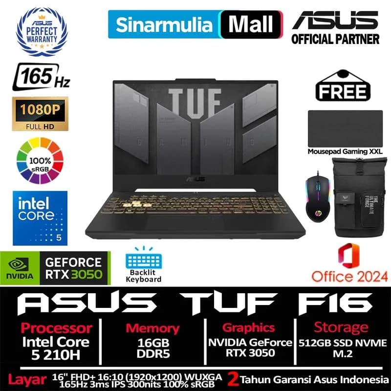 Laptop Asus TUF Gaming F16 FX607VJB - RL151W (Core 5 210H, 16GB, 512GB, RTX 3050 6GB, Full HD+, 144Hz, Win11) - Giá rẻ nhất hôm nay - Ảnh 4