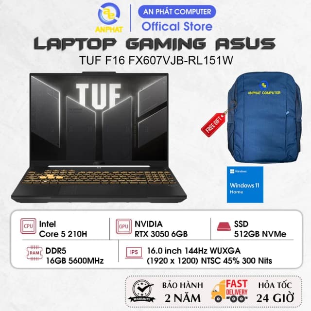Top 1 so sánh giá Laptop Asus TUF Gaming F16 FX607VJB - RL151W (Core 5 210H, 16GB, 512GB, RTX 3050 6GB, Full HD+, 144Hz, Win11) - Tìm sản phẩm giá rẻ nhất - Ảnh 10