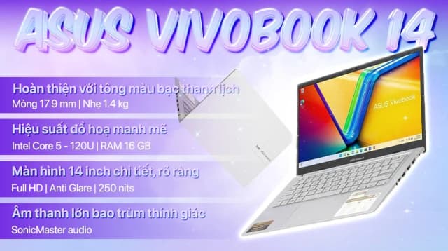 Laptop Asus Vivobook 14 X1404VA - EB155WS (Core 5 120U, 16GB, 512GB, Full HD, OfficeH24+365, Win11) - 4