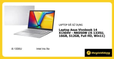 Laptop Asus Vivobook 14 X1404V - NK050W (i5 1335U, 16GB, 512GB, Full HD, Win11) - 16