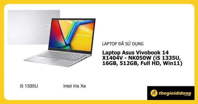 Laptop Asus Vivobook 14 X1404V - NK050W (i5 1335U, 16GB, 512GB, Full HD, Win11) - 16