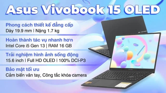 Laptop Asus Vivobook 15 OLED A1505VA - L1341W (i5 13500H, 16GB, 512GB, Full HD OLED, Win11) - 3