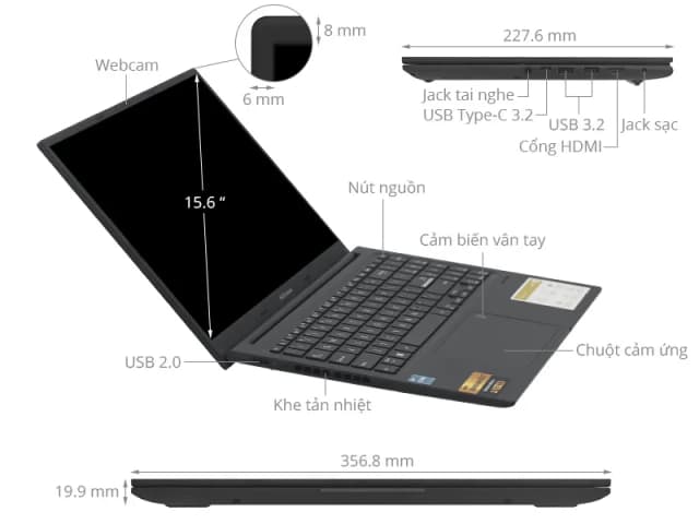 Laptop Asus Vivobook 15 OLED A1505VA - L1341W (i5 13500H, 16GB, 512GB, Full HD OLED, Win11) - 8