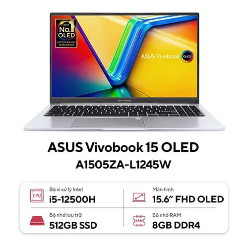 Laptop Asus Vivobook 15 OLED A1505ZA - MA415W (i5 12500H, 16GB, 512GB, 2.8K OLED 120Hz, Win11) - 16