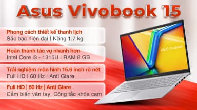 Laptop Asus Vivobook 15 X1504VA - NJ1634W (i3 1315U, 8GB, 512GB, Full HD, Win11) - 2