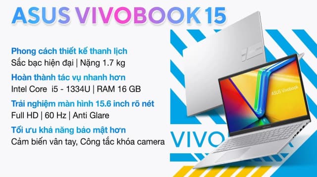 Laptop Asus Vivobook 15 X1504VA - BQ2225WS (i5 1334U, 16GB, 512GB, Full HD, OfficeH24+365, Win11) - 10