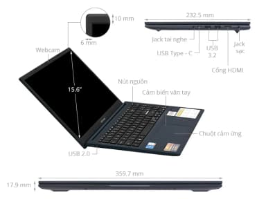 Laptop Asus Vivobook 15 X1504ZA - NJ1546W (i5 1235U, 16GB, 512GB, Full HD, Win11) - 3