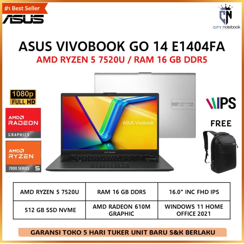 Laptop Asus VivoBook Go 14 E1404FA - EB945W (R5 40, 16GB, 512GB, Full HD, Win11) - Giá rẻ nhất hôm nay - Ảnh 8