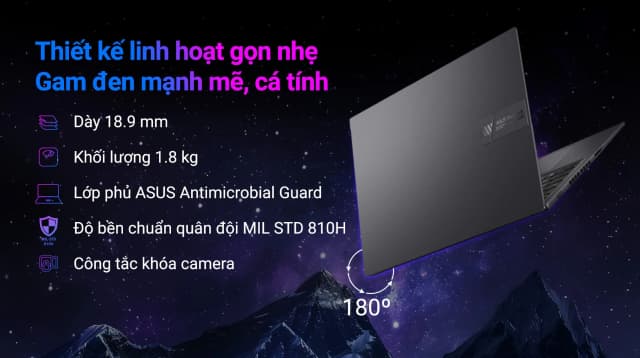 Laptop Asus Gaming Vivobook K3605ZC - RP629W (i5 12500H, 16GB, 512GB, RTX 3050 4GB, WUXGA 144Hz, Win11) - 5