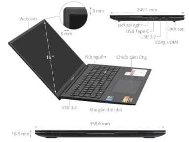 Laptop Asus Gaming Vivobook K3605ZC - RP629W (i5 12500H, 16GB, 512GB, RTX 3050 4GB, WUXGA 144Hz, Win11) - 6