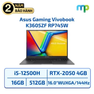 Laptop Asus Gaming Vivobook K3605ZF - RP745W (i5 12500H, 16GB, 512GB, RTX 2050 4GB, WUXGA 144Hz, Win11) - 14