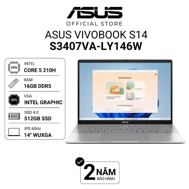 Laptop Asus Vivobook S14 S3407VA - LY146W (Core 5 210H, 16GB, 512GB, WUXGA, Win11) - 11