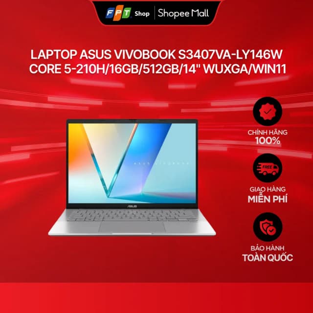 Laptop Asus Vivobook S14 S3407VA - LY146W (Core 5 210H, 16GB, 512GB, WUXGA, Win11) - 14