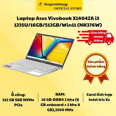 Laptop Asus Vivobook 14 X1404ZA - NK376W (i5 1235U, 16GB, 512GB, Full HD, Win11) - 16