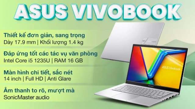 Laptop Asus Vivobook 14 X1404ZA - NK376W (i5 1235U, 16GB, 512GB, Full HD, Win11) - 3