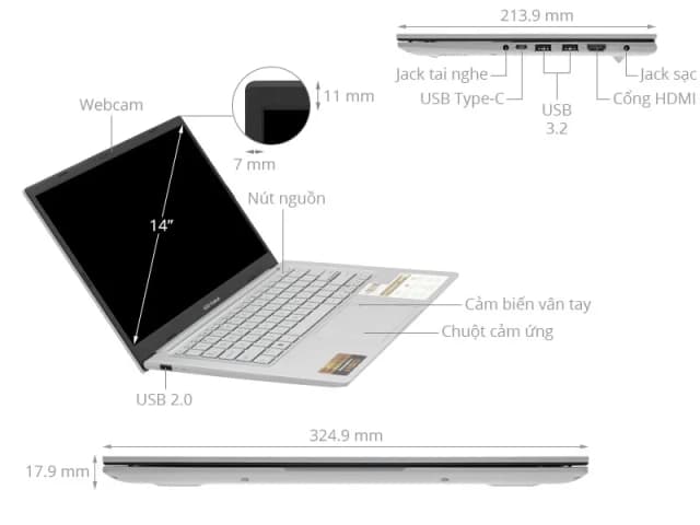 Laptop Asus Vivobook 14 X1404VA - NK771WS (i5 1334U, 16GB, 512GB, Full HD, OfficeH24+365, Win11) - 5