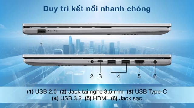 Laptop Asus Vivobook 15 X1504VA - BQ185WS (Core 5 120U, 16GB, 512GB, Full HD, OfficeH24+365, Win11) - 12