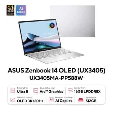 Laptop Asus Zenbook A14 UX3407QA - QD299WS (X1 26 100, 16GB/, 512GB, WUXGA OLED, OfficeH24+365, Win11) - 15