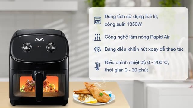 So sánh giá Nồi chiên không dầu AVA 5.5 lít 55K07A rẻ nhất? - Ảnh 3