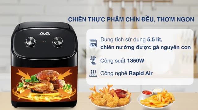 So sánh giá Nồi chiên không dầu AVA 5.5 lít 55K07A rẻ nhất? - Ảnh 8