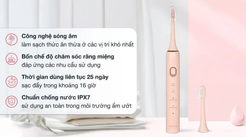 Bàn chải điện Halio Sonic SmartClean Electric Toothbrush Coral - Giá rẻ nhất hôm nay - Ảnh 2