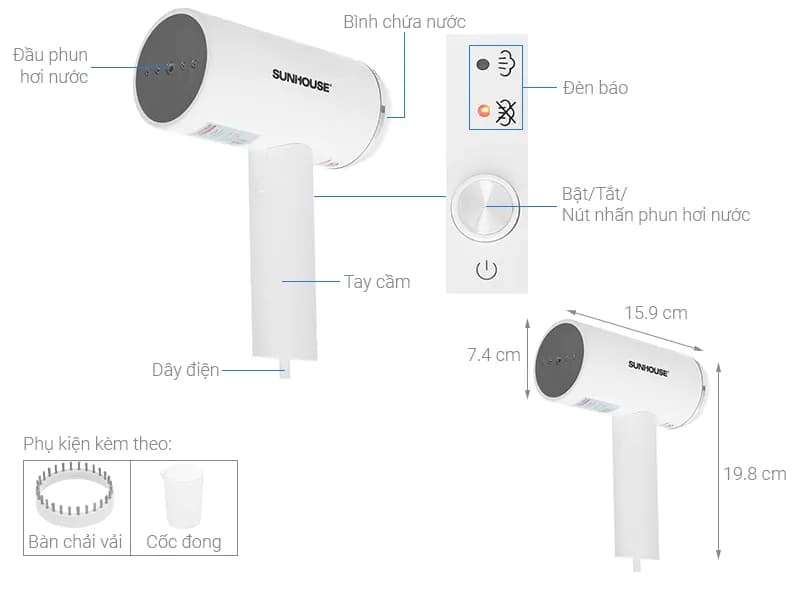 Bàn ủi hơi nước cầm tay Sunhouse SHD2176 1000W - Giá rẻ nhất hôm nay - Ảnh 9