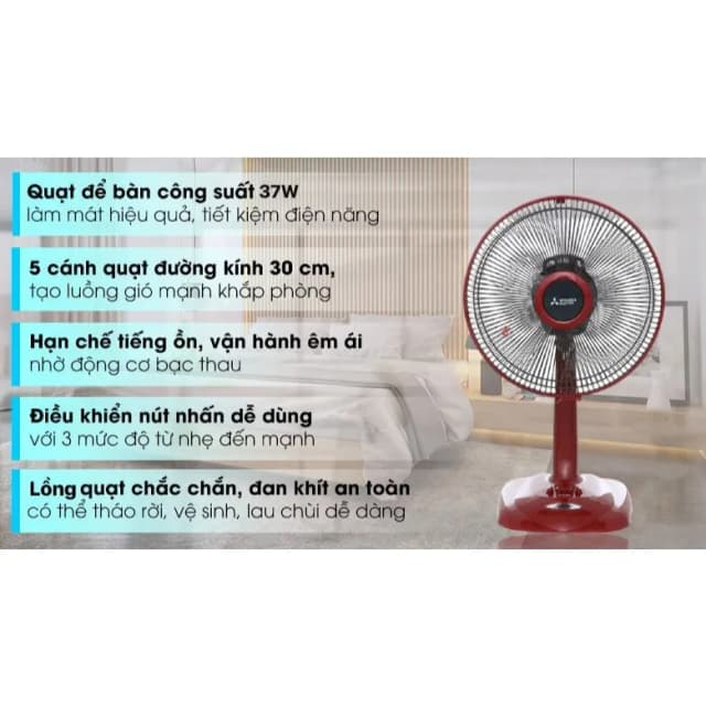 So sánh giá Quạt bàn Mitsubishi Electric 5 cánh D12-GA CY-RD 37W rẻ nhất? - Ảnh 11
