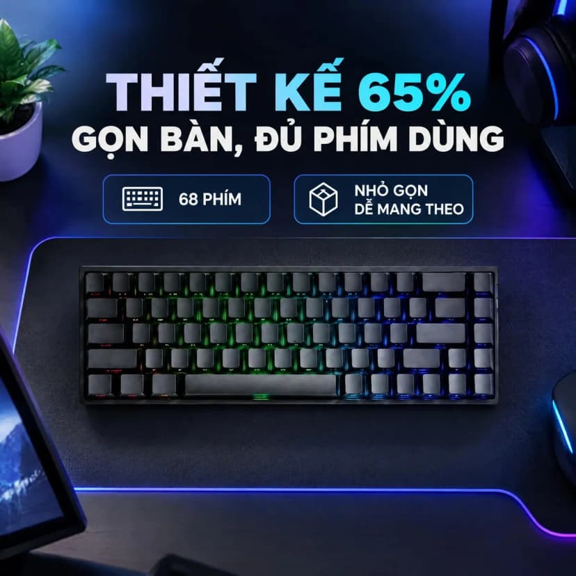 Bàn Phím Cơ Bluetooth Gaming AKKO FUN68 HE Glare Magnetic switch - Giá rẻ nhất hôm nay - Ảnh 2