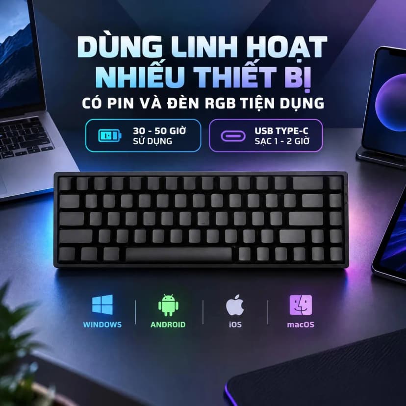 Bàn Phím Cơ Bluetooth Gaming AKKO FUN68 HE Glare Magnetic switch - Giá rẻ nhất hôm nay - Ảnh 4