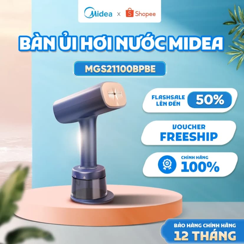 Bàn ủi hơi nước cầm tay Midea MGS21100BPBE 2100W - Giá rẻ nhất hôm nay - Ảnh 1
