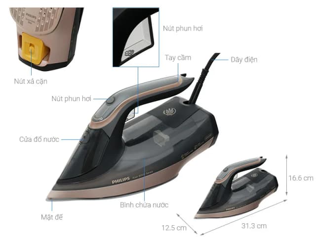 So sánh giá Bàn ủi hơi nước Philips DST8041/80 3000W rẻ nhất? - Ảnh 2