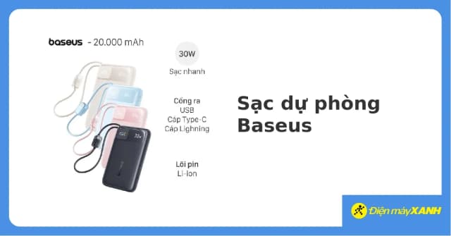 So sánh giá Pin sạc dự phòng 20000mAh Type C PD QC 3.0 22.5W Baseus EnerFill FC11 E0027S kèm Cáp Lightning và Type C rẻ nhất? - Ảnh 11