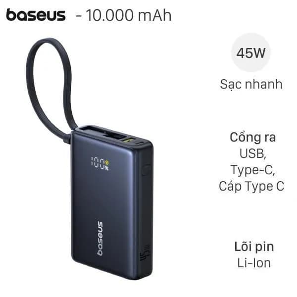 So sánh giá Pin sạc dự phòng 10000mAh Type C PD QC 3.0 45W Baseus Qpow 3 Ultra PPFLS-1045 kèm Cáp Lightning và Type C rẻ nhất? - Ảnh 11