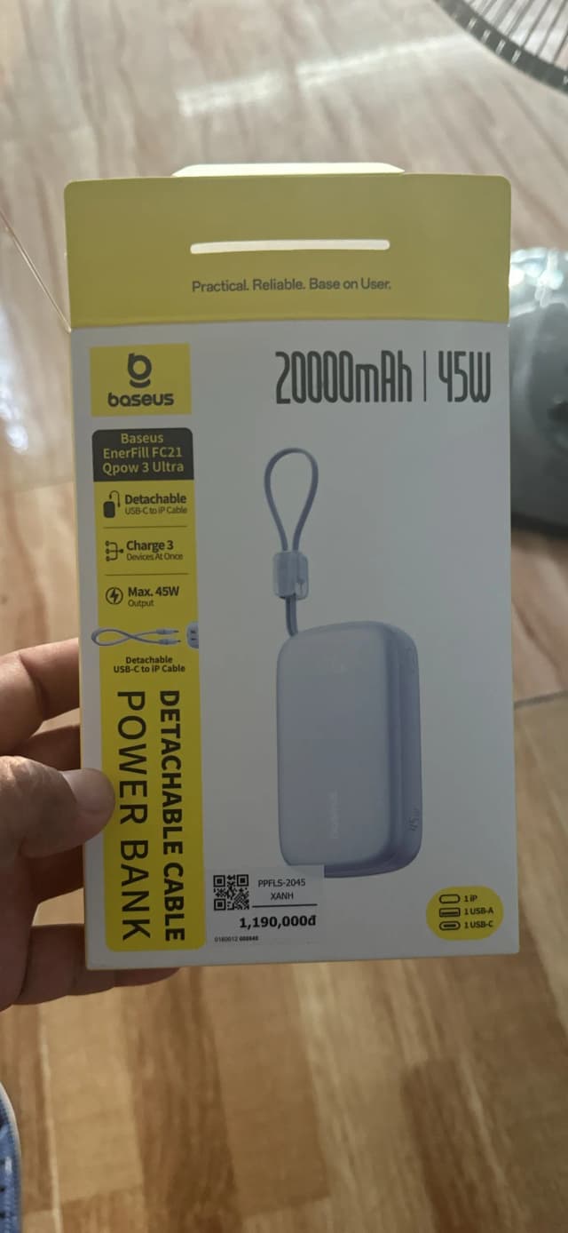 So sánh giá Pin sạc dự phòng 20000mAh Type C PD QC 3.0 45W Baseus Qpow 3 Ultra PPFLS-2045 kèm Cáp Lightning và Type C rẻ nhất? - Ảnh 3