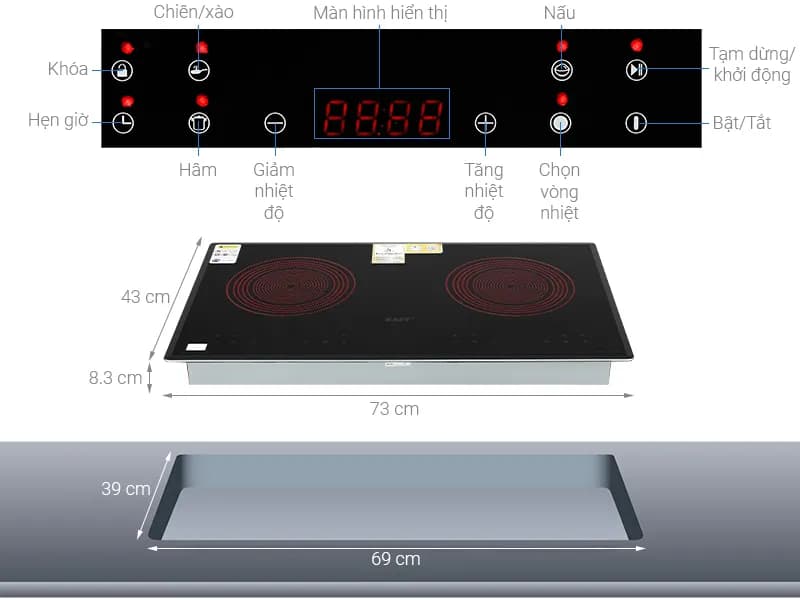 Bếp hồng ngoại đôi âm KAFF KAFF KF-073CC 4400W - Giá rẻ nhất hôm nay - Ảnh 3